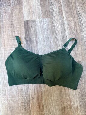 Knix Good to Go seamless bra, size XXXL, dark green